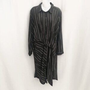 Ronen Chen Midi Dress Oversized Black Stripe Size #3 - USA 12